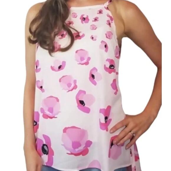 Cabi Women's #5218 Pink Floating Poppies Sleeveless Blouse Size Small - Picture 1 of 9